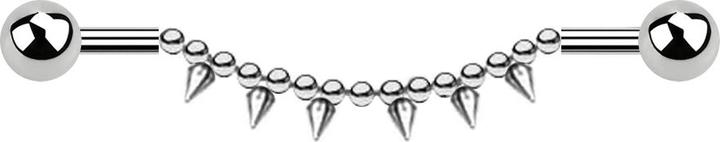 Star Piercing Barbell silber zwei Kugeln Kette sechs Cones (Chirurgenstahl 316L, ohne Messing)