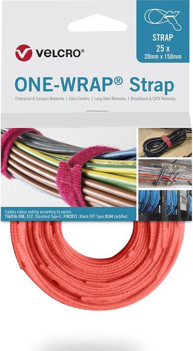 Velcro brand One-Wrap Strap (Klettkabelbinder, 200 mm, 25 Stk.)