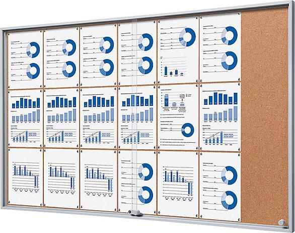 Produktbild eurokraft pro Schaukasten mit Schiebetüren (Magnettafel, Pinnwand, 156.5 x 94.5 cm)