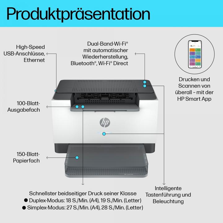 Produktbild HP LaserJet M207dw (Laser, Schwarz-Weiss)
