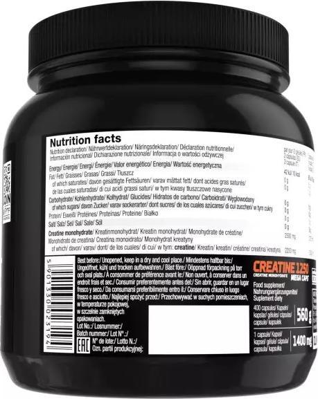 Valeurs nutritives et ingrédients Olimp Sport Nutrition Mega Caps (Neutre, 400 pcs, 400 g)
