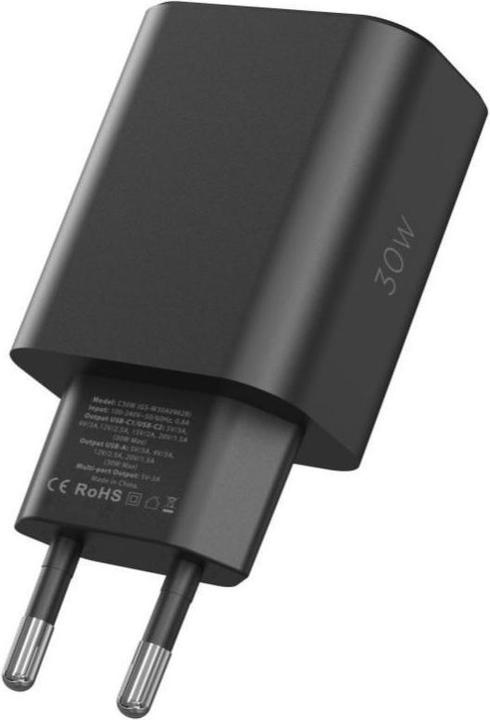 Actual product image Tech-Protect NC30W network charger 2x USB-C PD 30W / USB-A QC 3.0 - white (30 W)