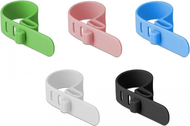 Image du produit Delock Attaches-câbles en silicone réutilisables 10 pièces couleurs assorties (Serre-câbles en plastique, 80 mm, 10 pcs)