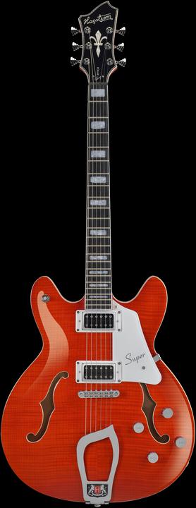 Actual product image Hagstrom Electric Guitar, Super Viking, Mandarin Flame (Semi acoustic guitar)