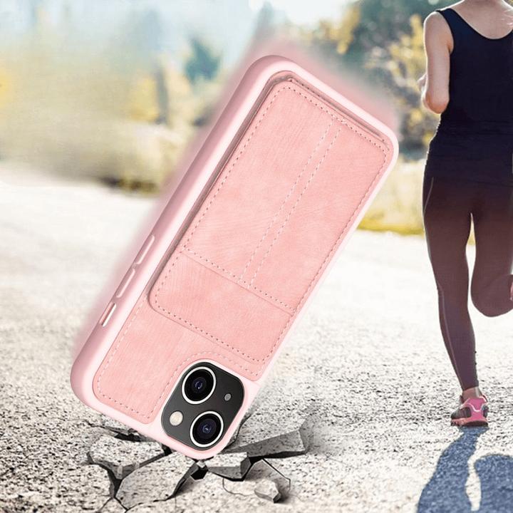 Image du produit Cover-Discount iPhone 15 Plus - Étui Kickstand avec porte-cartes rose (Apple iPhone 15 Plus)