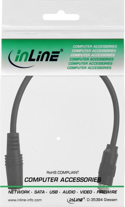 Image du produit InLine Câble adaptateur audio à encastrer 1x avec filetage (0.20 m, Jack 3,5 mm (AUX))