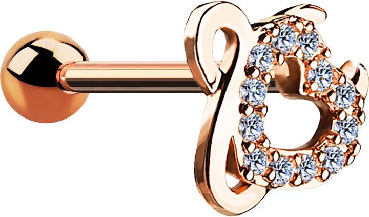 Produktbild Star Piercing Micro Barbell rosegold mit Kugel und Teufelsherz (Chirurgenstahl 316L, Messing)
