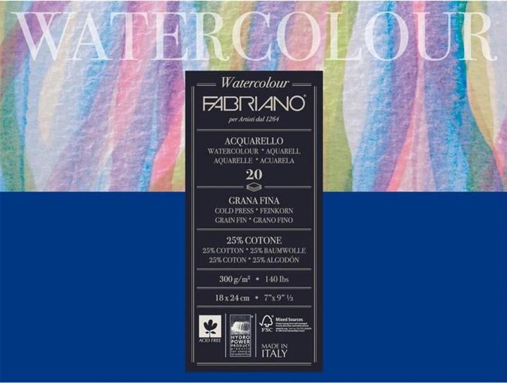 Immagine prodotto Fabriano Blocco acquerello 18 x 24 cm, 300g/m2, 20 fogli (18 x 24 cm)