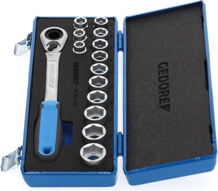 Produktbild Gedore 19 SKU-20 Steckschlüssel-Satz 1/2", 14-teilig, 10-24 mm (23 mm, 10  mm, 13 mm, 16 mm, 18 mm, 15 mm, 17 mm, 20 mm, 11 mm, 14 mm, 19 mm, 22 mm, 24 mm, 12 mm, 21 mm)