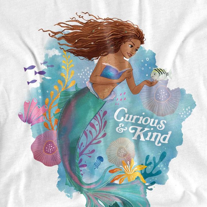 Actual product image The Little Mermaid Unisex Adult Curious And Kind Ariel T-Shirt (XL)