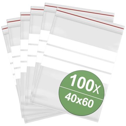 Produktbild Quadrios Druckverschlussbeutel mit Beschriftungsstreifen (B x H) 40 mm x 60 mm Transparen