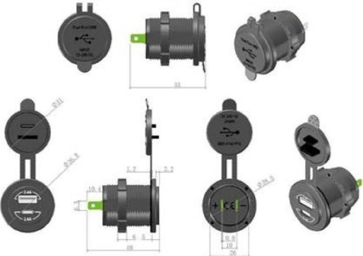 Actual product image Synkra Prise-USB double avec capot