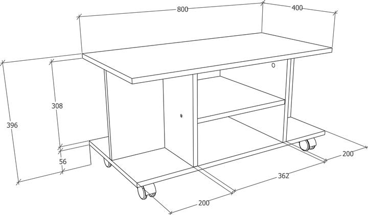 Immagine prodotto VCM Mobili TV in legno con rotelle Mobile TV Tavolo Consolle Rollabile Tavolo TV Findalo (80 x 40 x 40 cm)