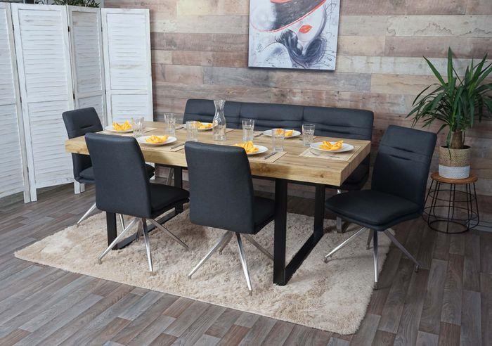 Immagine prodotto Swisshandel24 Set sala da pranzo HWC-H70, set sala da pranzo, tessuto/tessuto acciaio inox spazzolato