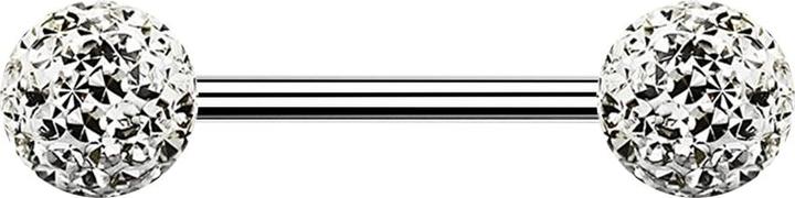 Actual product image Star Piercing Micro barbell silver with two balls silver epoxy protective coating (Surgical steel 316L, without brass)