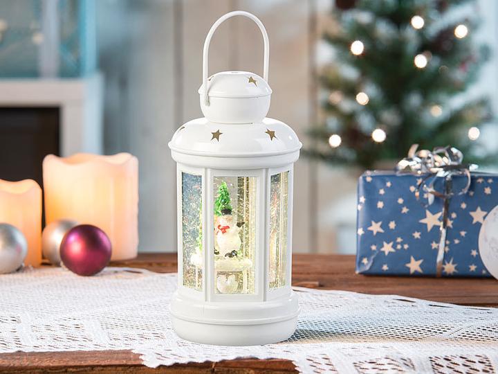 Image du produit Infactory Lanterne LED avec tourbillon de neige et bonhomme de neige décoratif (1 x)