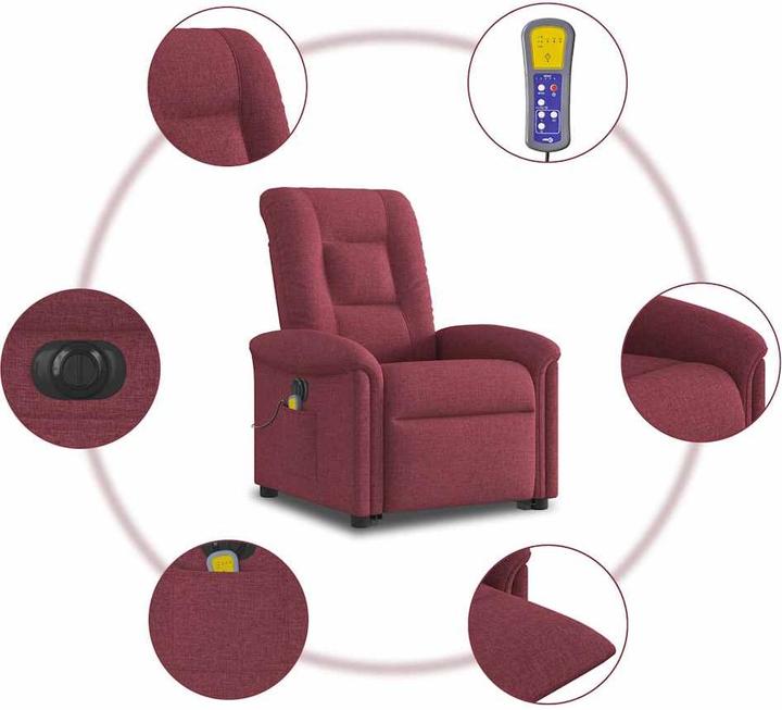 Immagine prodotto VidaXL Poltrona massaggiante elettrica con ausilio per l'assistenza in piedi in tessuto rosso vino