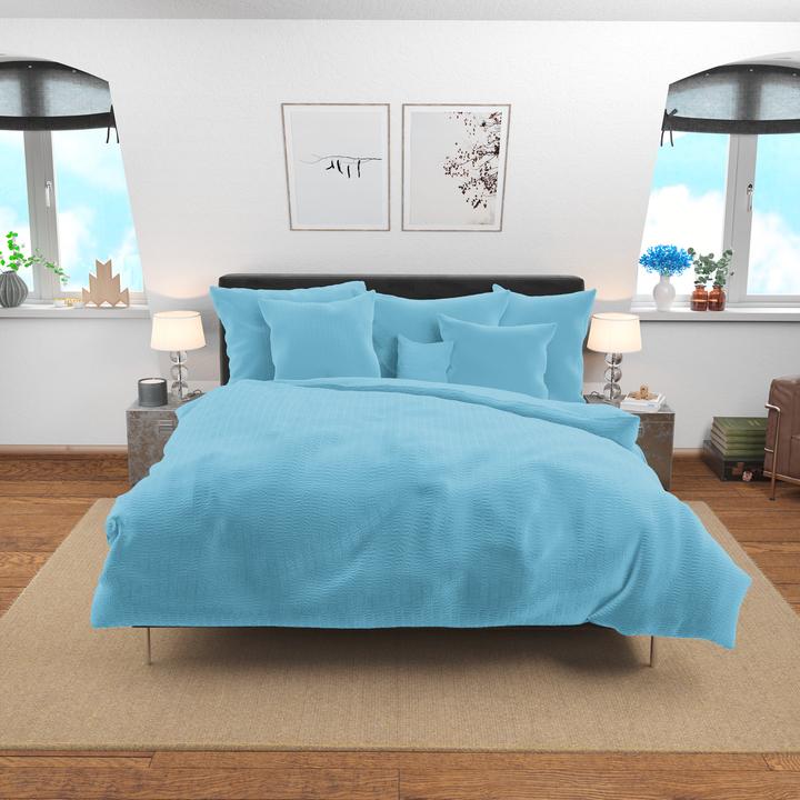 Image du produit Lotus Bettwaren Parure de lit en satin seersucker uni (Housse de couette, 160 x 210 cm)