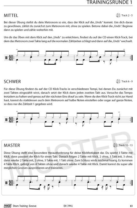 Produktbild Drum Training Groove + CD + DVD (Deutsch, Martin Klee, Helmut Hage, 2012)