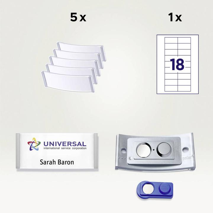 Image du produit Badgepoint POL30MA66-5DR Badges, 65 x 30 mm, couleur métal