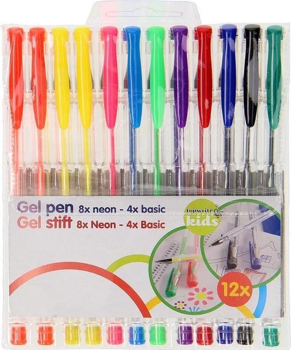 Actual product image Topwrite Rinkinys gel pens (8 neon + 4 standard) (Multicoloured, 12 x)