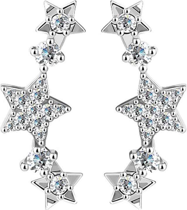 Star Piercing Ohrring Ear Climber silber mit Sternkristallen silber