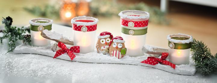 Actual product image VBS Tealight holder "Harmony", raw wood, for 4 tealights, approx. 45x12cm
