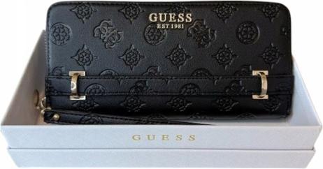 Guess Zarela Slg Grosse Damen-Geldbörse mit Reissverschluss, Schwarz