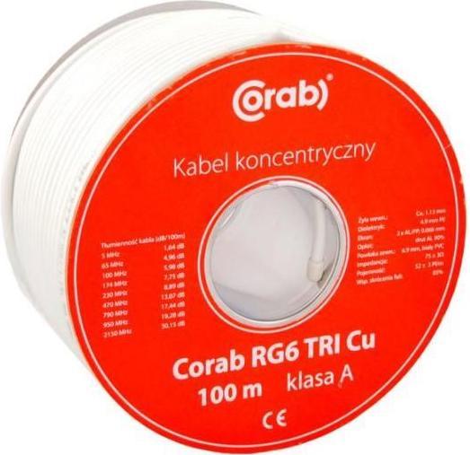 Image du produit Corab CÂBLE COAXIAL RG6 TRI Cu ( bobine de 100m ) Classe A (Câble d'antenne)