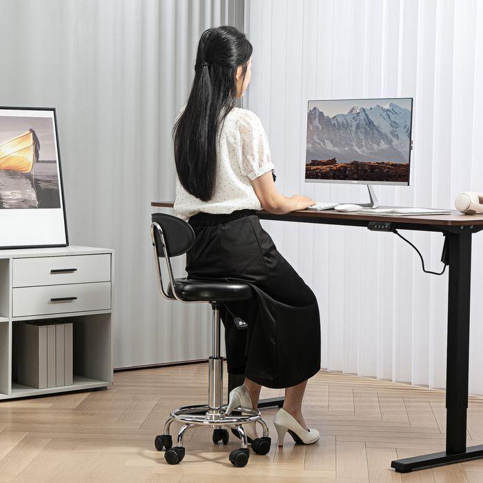 Produktbild Swisshandel24 Rollhocker höhenverstellbar Drehhocker Drehbar Salon Hocker mit Lehne, Rädern