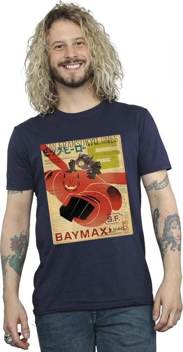 Produktbild Disney Big Hero 6 Baymax Flying Baymax Newspaper TShirt (XL)