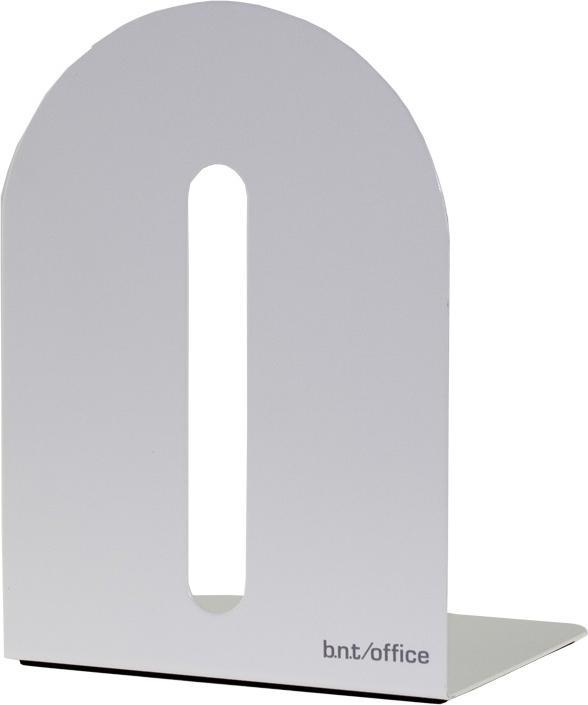Produktbild B.N.T. Buchstütze Metall 15x15cm weiss Packung mit 2 Stück.