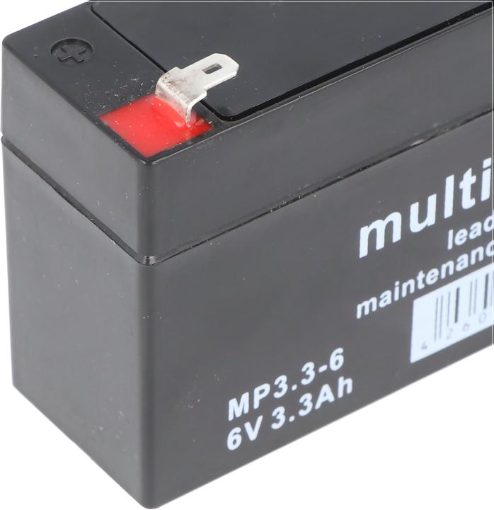 Actual product image Multipower Blei-Akku MP3.3-6 mit Faston Kontakt 4,8mm (6 V, 3.30 Ah)
