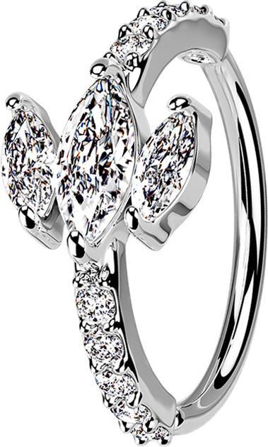 Star Piercing Micro Piercing Ring silber Kristalle und drei Ovale (Messing)