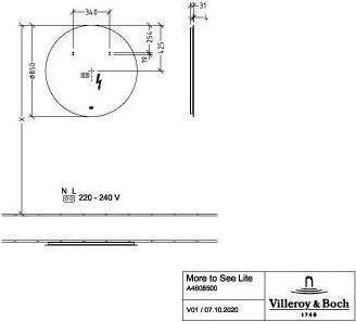 Produktbild Villeroy & Boch V&B Spiegel MORE TO SEE LITE rd m umlau LED-Bel. 850x850x31mm 23,52 W