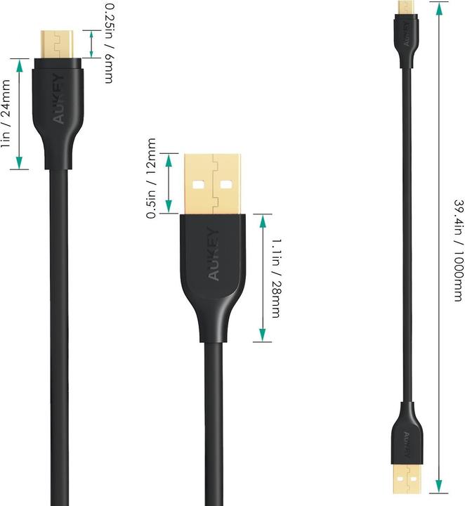Produktbild Aukey Micro USB Gold (1 m, USB 2.0)