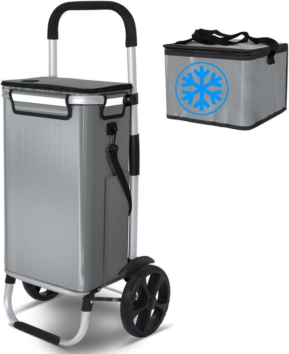 Vounot Faltbarer Einkaufstrolley mit Kühlfach und Treppensteiger-Funktion