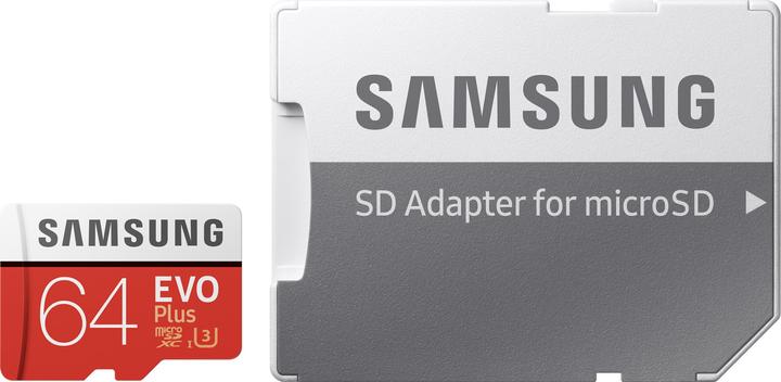 Actual product image Samsung Evo+ microSD UHS-I (64 GB, microSDXC, U3, UHS-I)