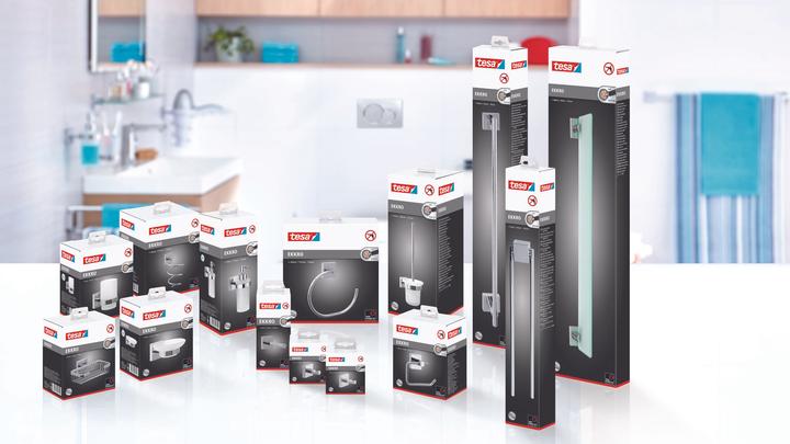 Actual product image tesa EKKRO hairdryer holder incl. adhesive solution without drilling