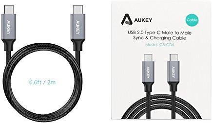 Actual product image Aukey USB Type-C Nylon (2 m, USB 2.0, 60 W)