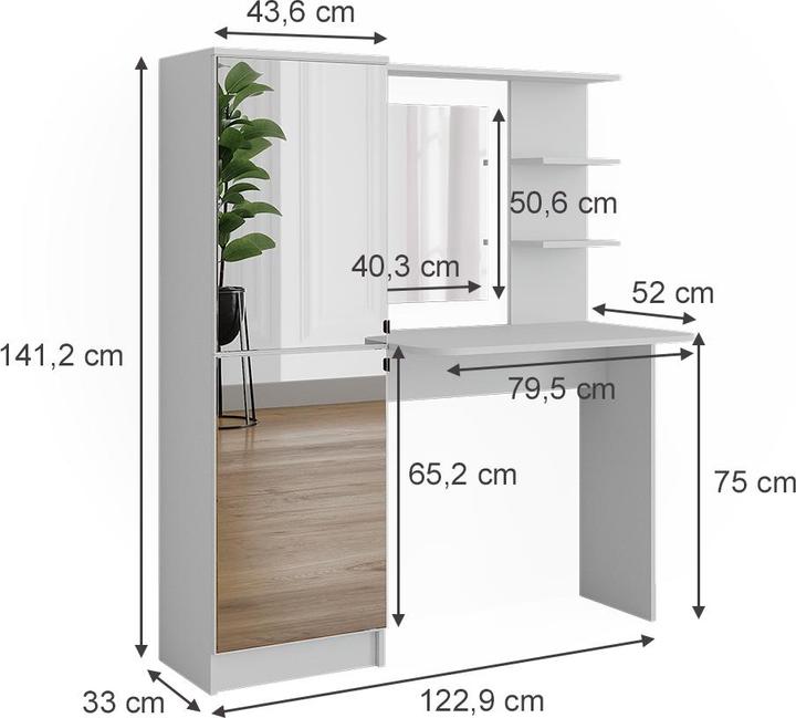 Actual product image Vicco Jasmine with mirror (123 x 33 x 141.5 cm)
