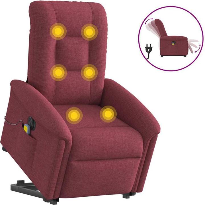 Immagine prodotto VidaXL Poltrona massaggiante elettrica con ausilio per l'assistenza in piedi in tessuto rosso vino