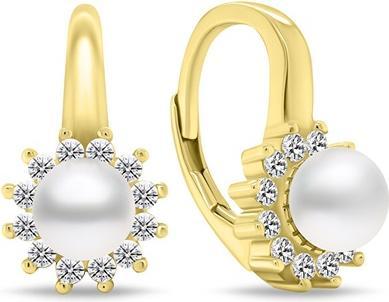 Actual product image Brilio Silver - Elegant gold-plated earrings with zircons EA788Y