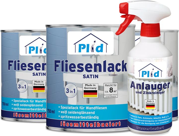 Produktbild Plid Fliesenlack Set 2,25l Anthrazit satin für ca. 23m² / Lackierset +0,5l Anlauger (Anthrazit, 2.25 l)