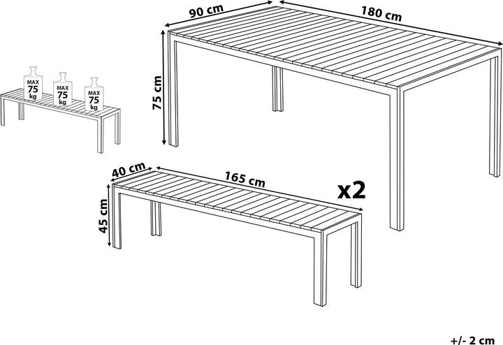 Produktbild Beliani Gartenmöbel Set Kunstholz heller Holzfarbton 2 Bänke NARDO (180 cm)