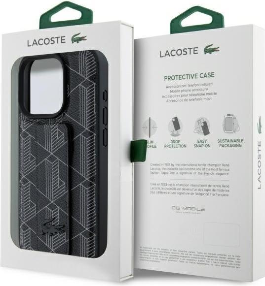 Image du produit Lacoste LCHCP15XGSPBSK iPhone 15 Pro Max 6,7" black hardcase Grip Stand Mono (Apple iPhone 15 Pro Max)