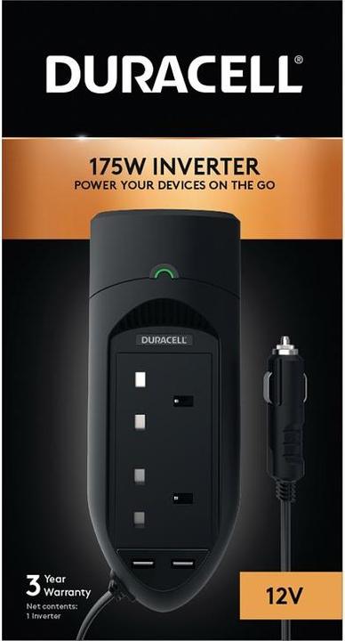 Actual product image Duracell 175W Twin UK Socket Inverter