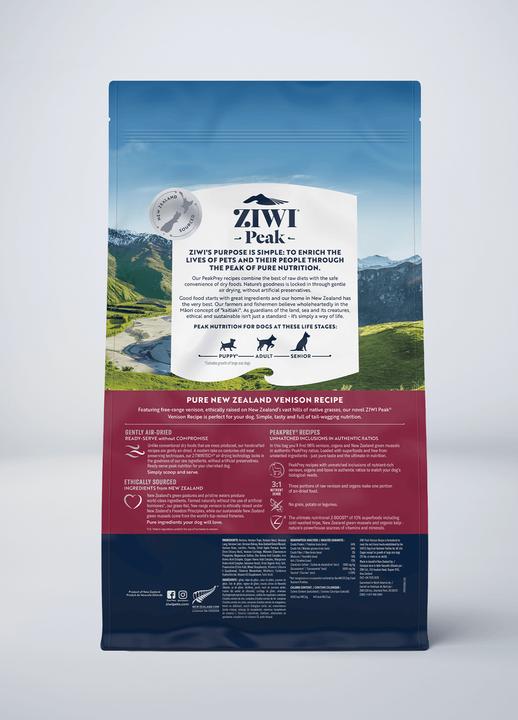 Nährwerte und Zutaten Ziwi Peak Air Dried Food venison 2.5Kg (Adult, 1 Stk., 2500 g)
