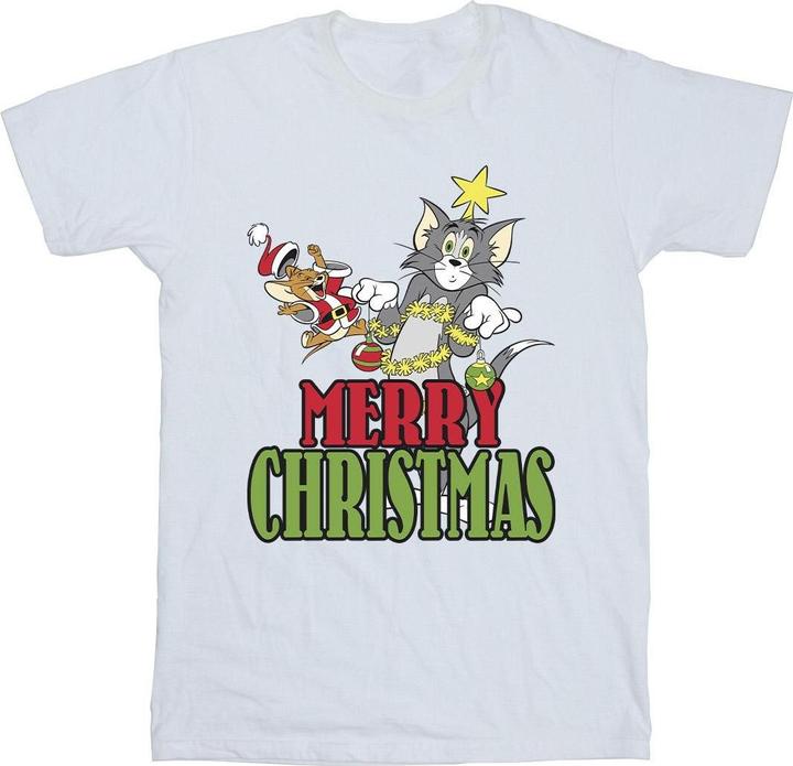 Actual product image Tom & Jerry Mens Merry Christmas Baubles T-Shirt (L)