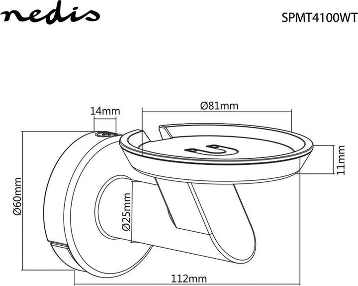 Actual product image Nedis Speaker Mount Google Home® Wall 2 kg Fixed Metal / Steel White (1 pcs., Wall installation)